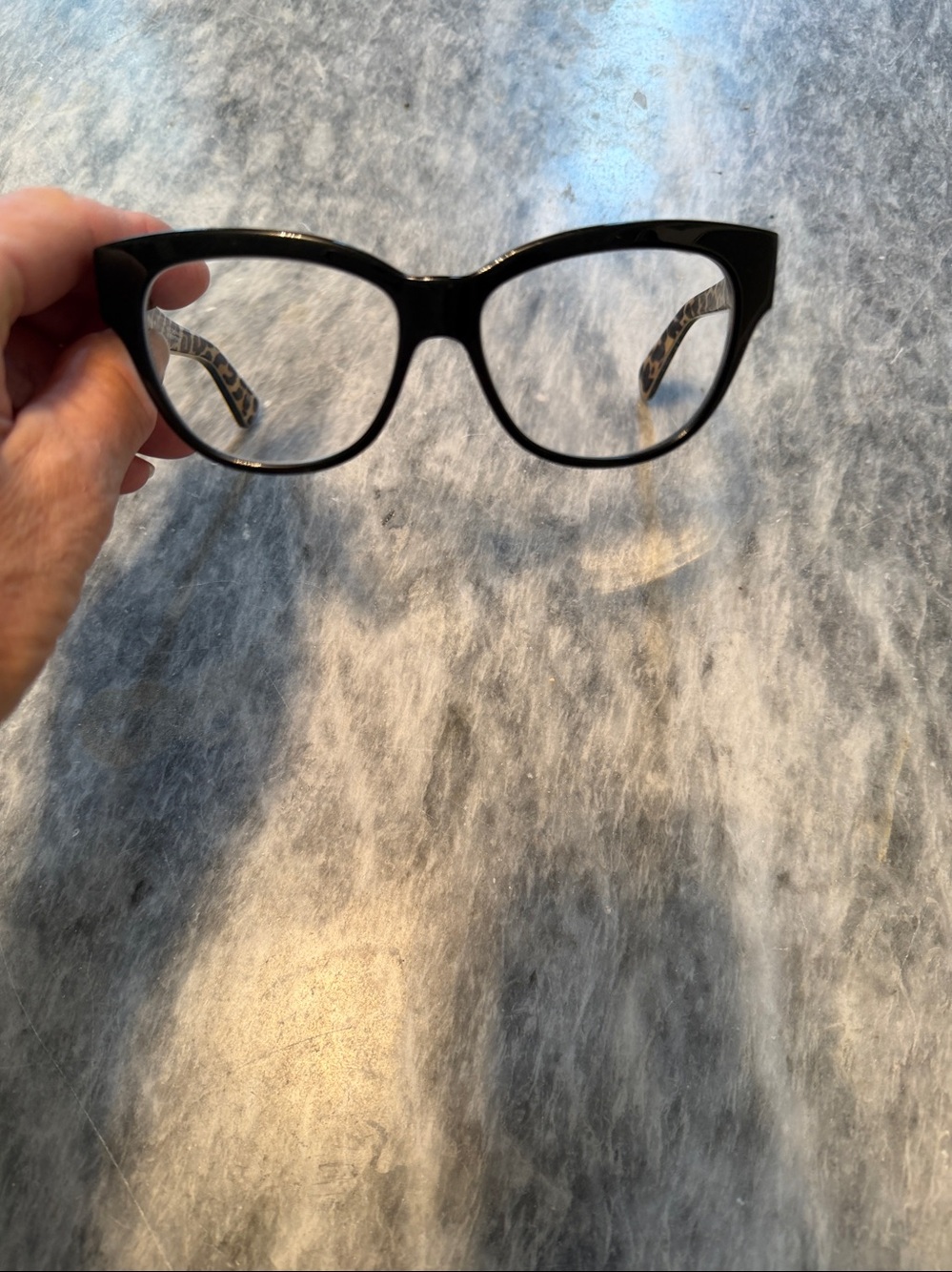kate spade Black Frame Eyewear with Leopard Temple Accents